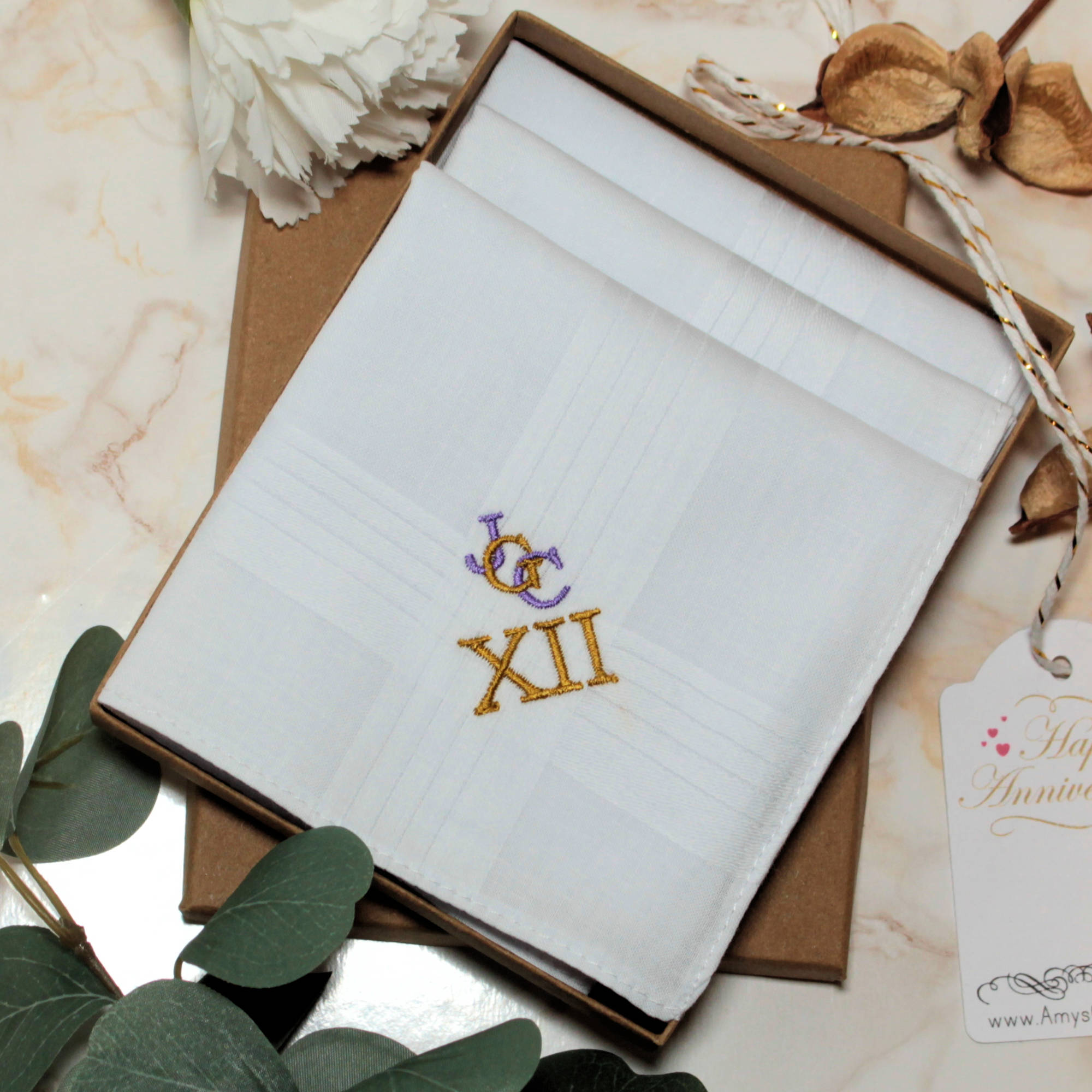 12th Wedding Anniversary Mens Gift Handkerchiefs