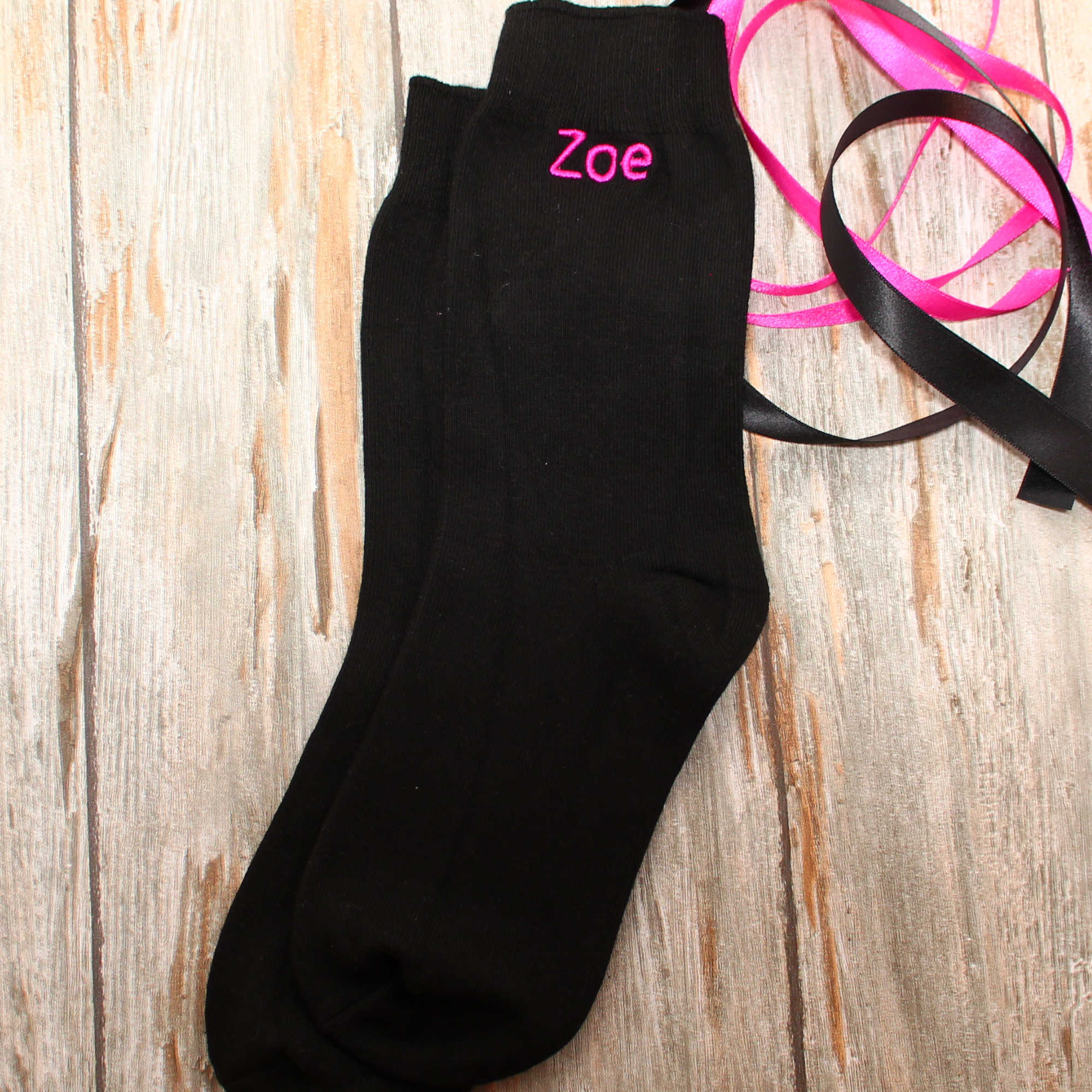 Personalised Socks Ladies Black Socks