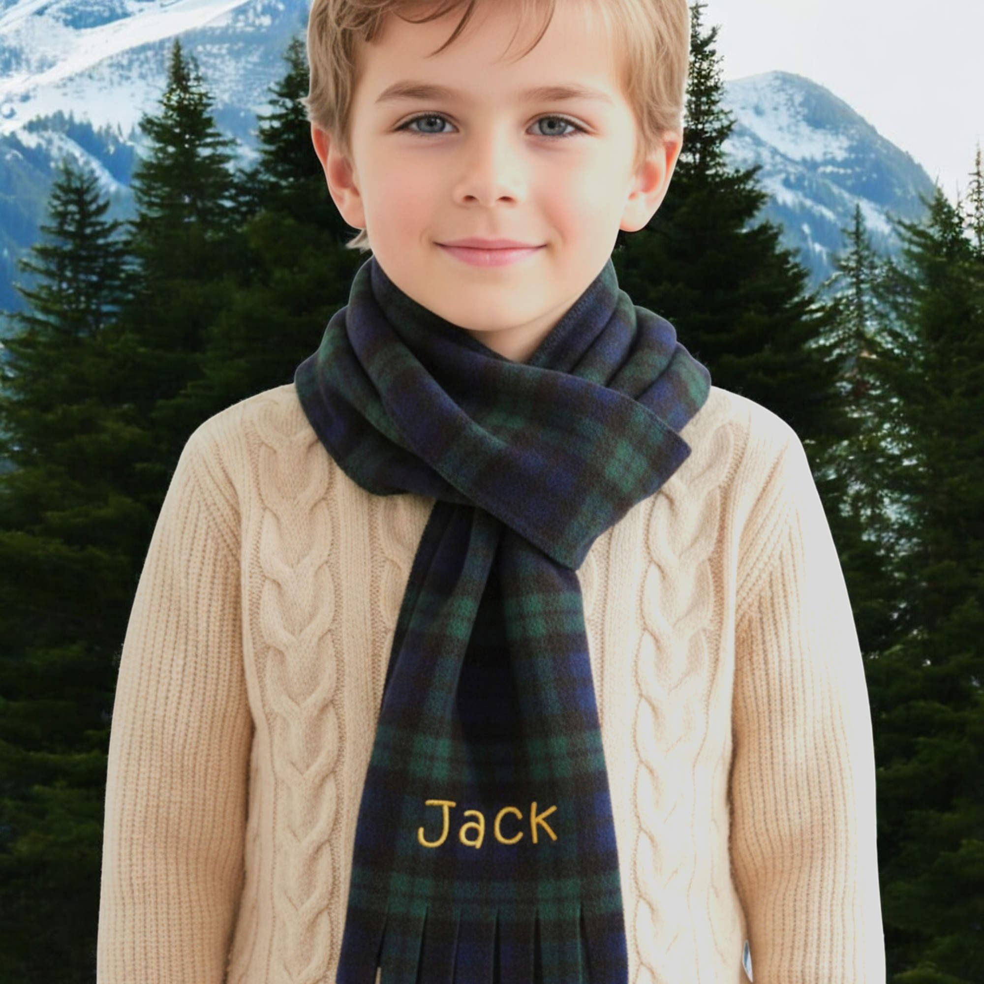 Childrens Tartan Scarf Kids Personalised Blackwatch Tartan Scarf