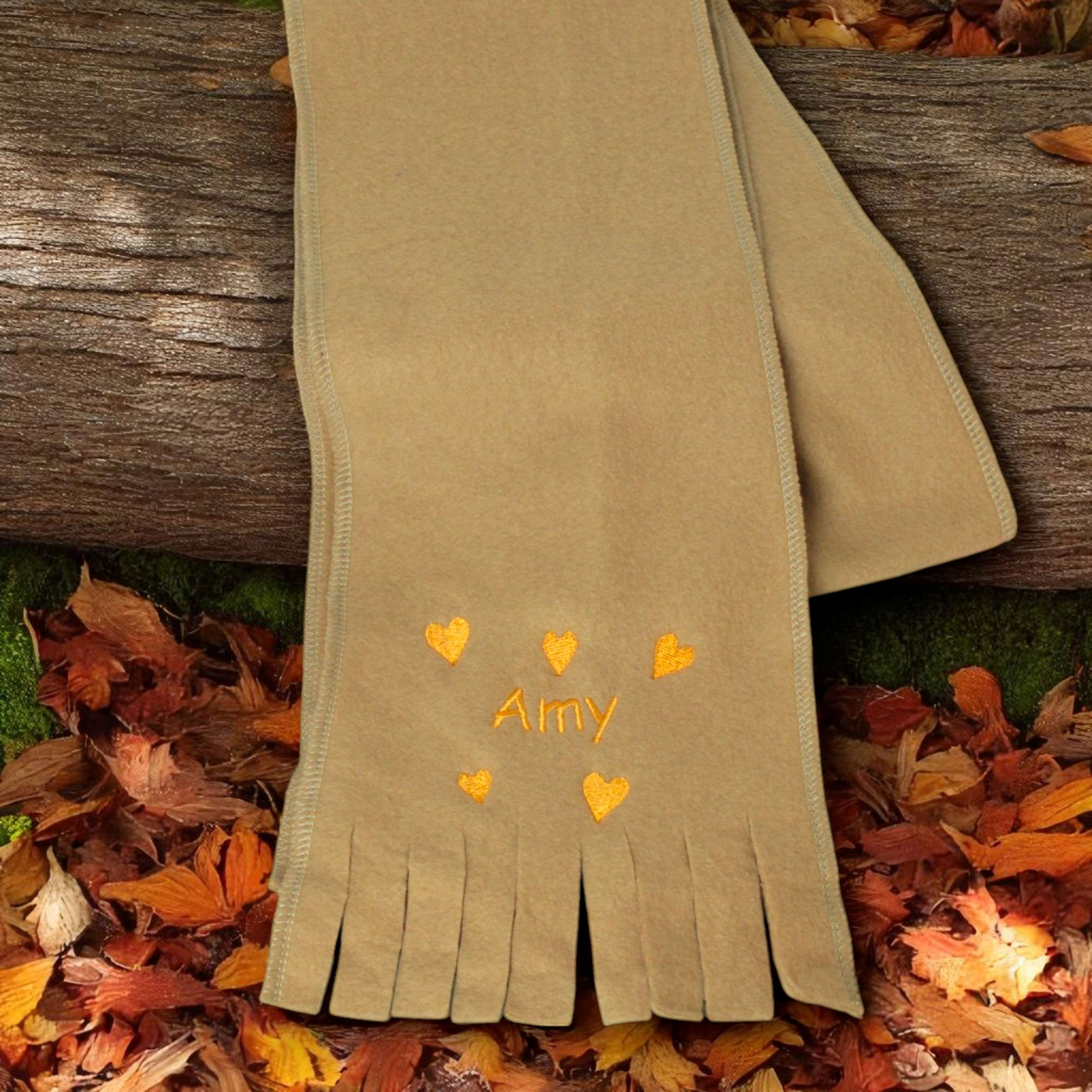 Childrens Personalised Hearts Scarf Kids Scarves Choice of Colour