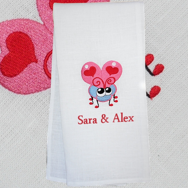 Personalised Tea Towel Love Bug Tea Towel