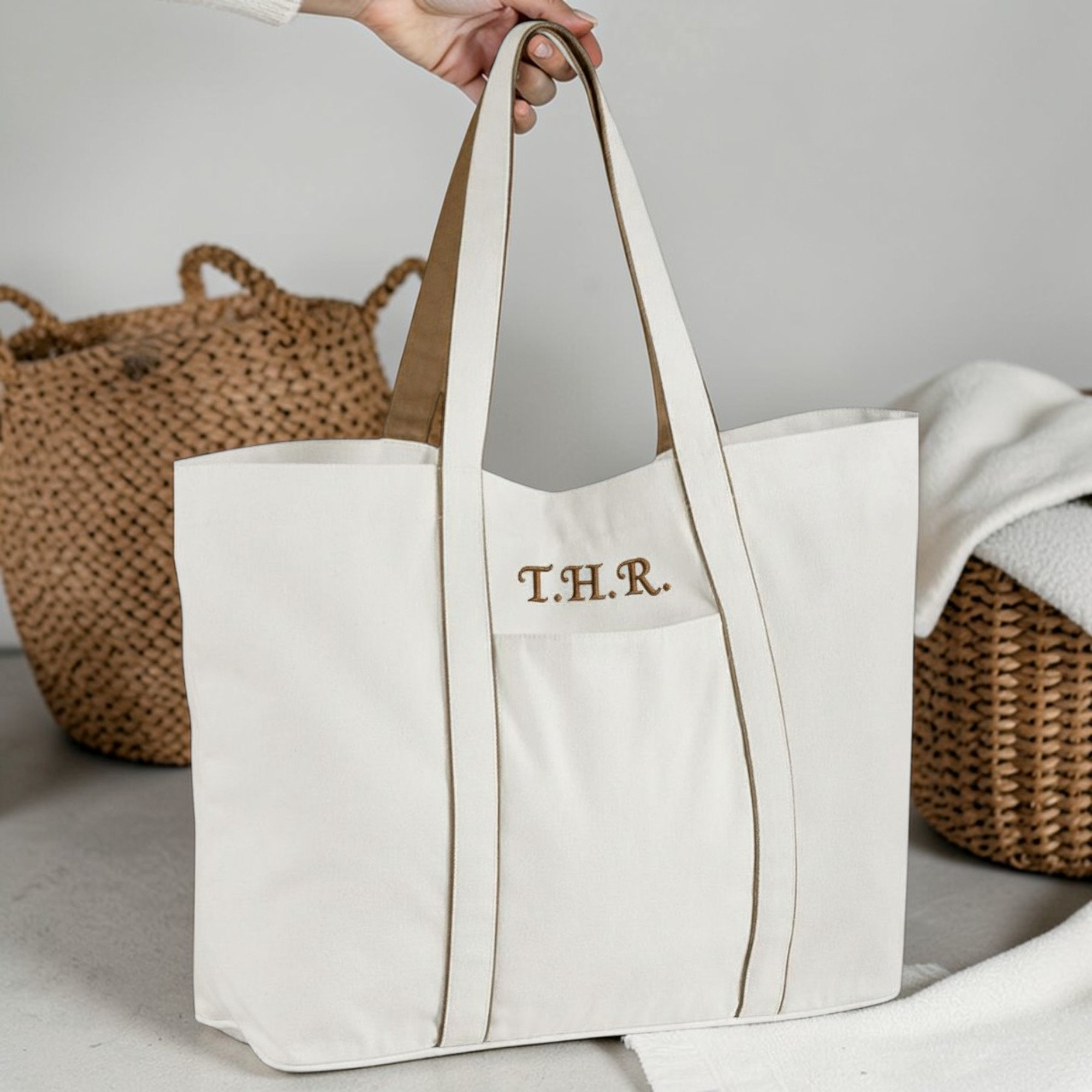 Courtside Premium Tote Bag Personalised Long Handle Cotton Bag