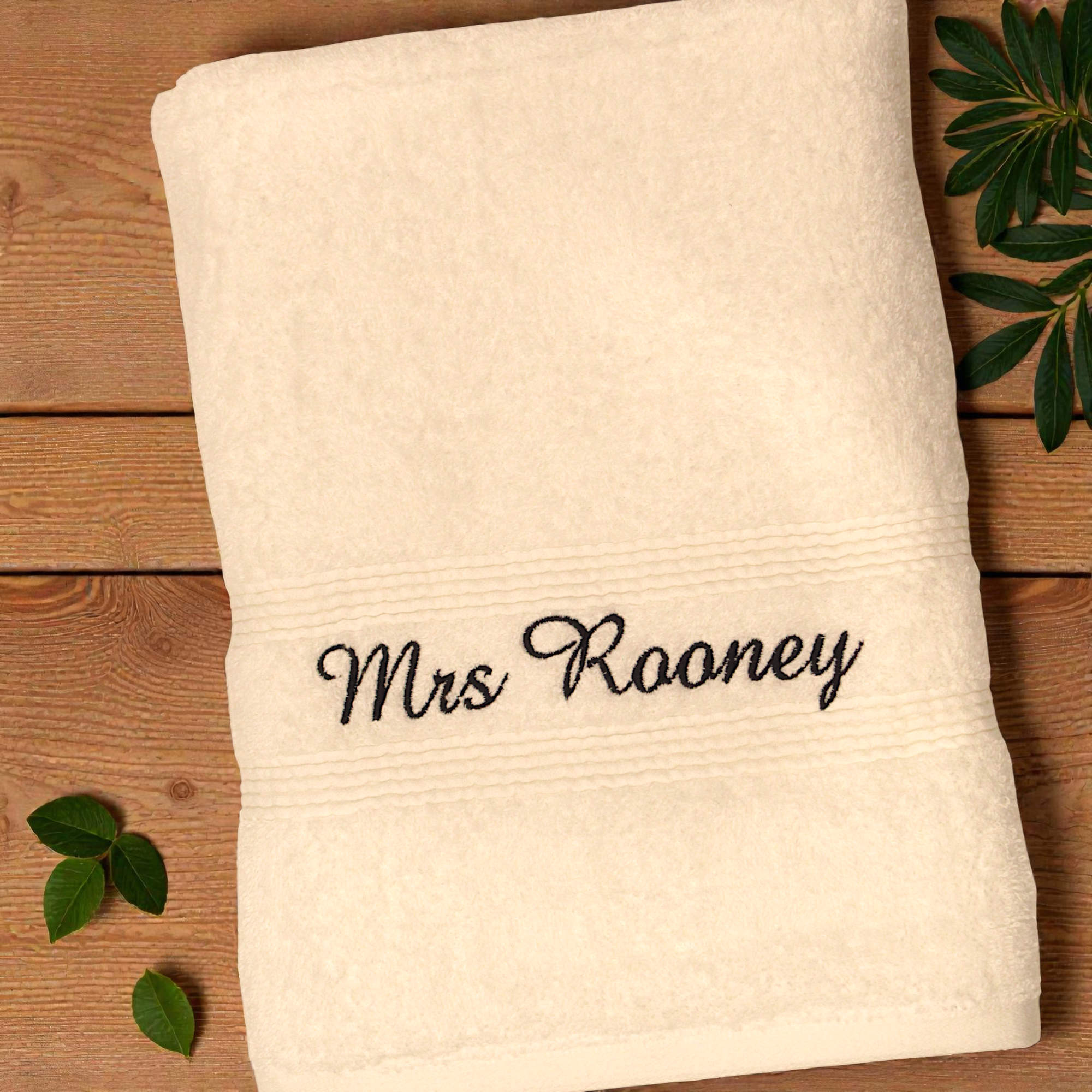 Personalised Bath Towel Cream Cotton Towel