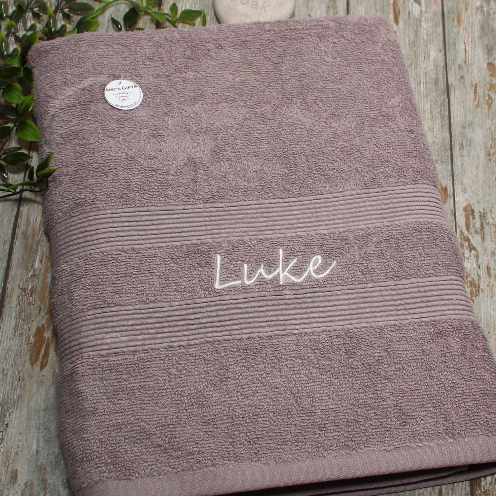 Personalised Bath Sheet Grey XL Cotton Towel