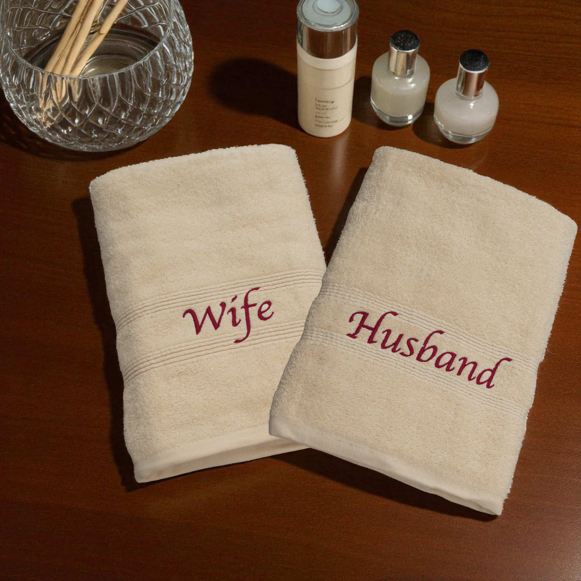 Personalised Hand Towels Cream Hand Towel Set
