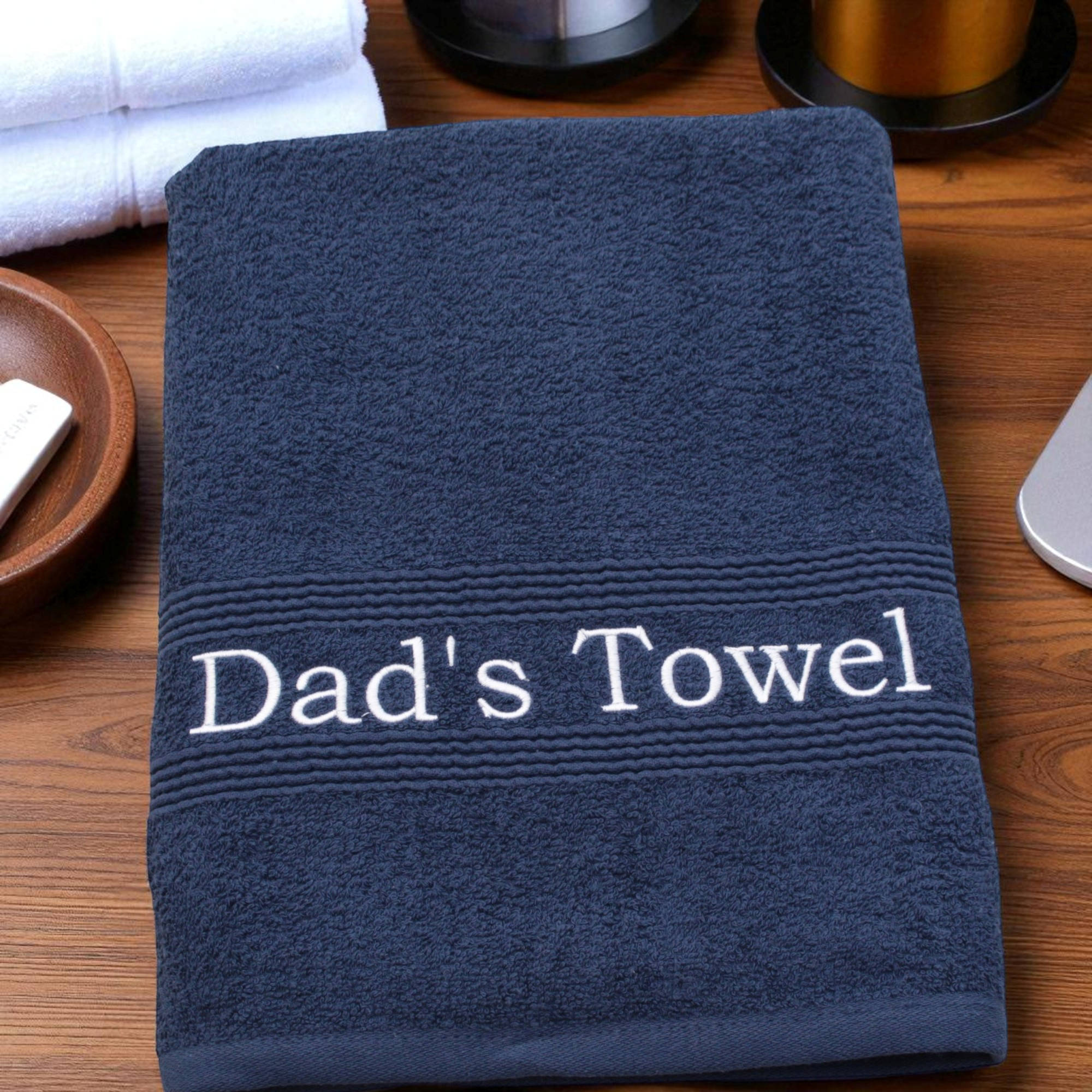 Navy Bath Towel Personalised Bath Towel Navy Blue