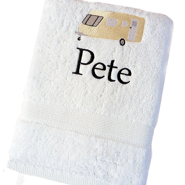 Embroidered Towels Caravan Personalised Bath Towel Gift