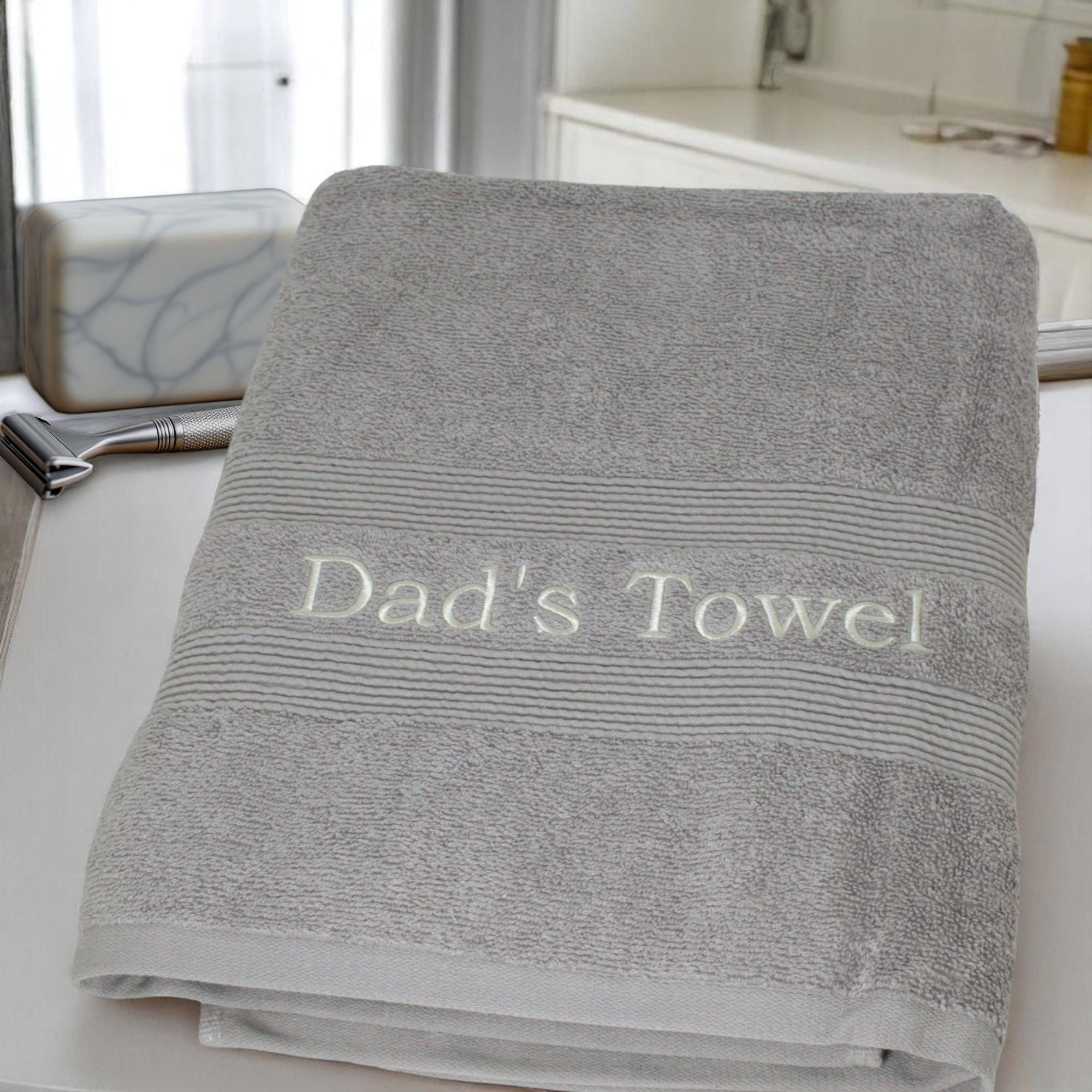 Personalised Grey Towel Embroidered Bath Towels