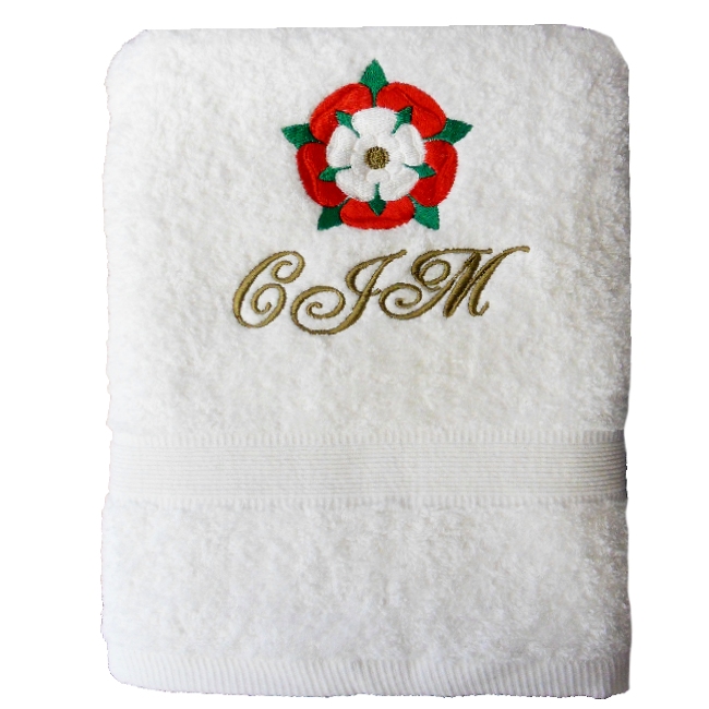 Personalised Towel Tudor Rose Embroidered Towel