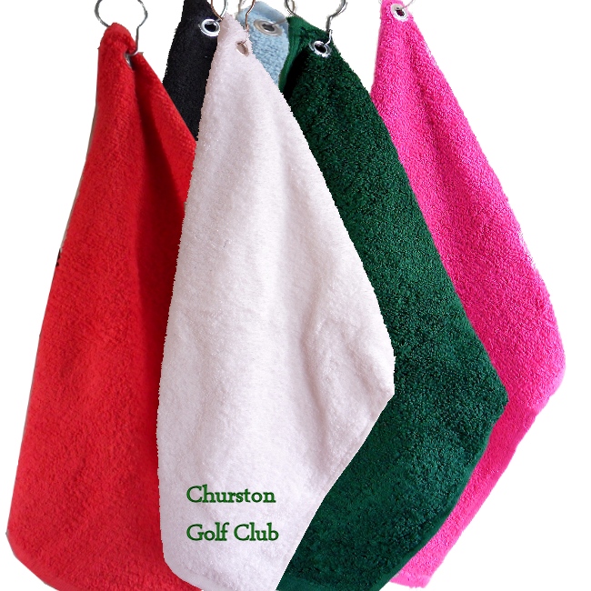 Embroidered Golf Towel White Personalised Golfers Towel