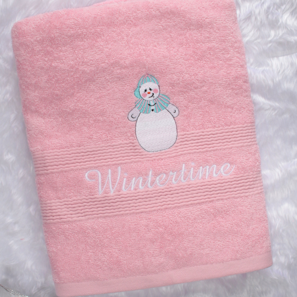 Christmas Bath Towel Xmas Snowman Embroidered Gift Towel