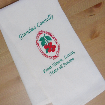 Cherries Embroidered Gift Towel