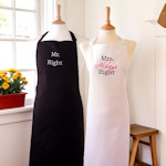Mr and Mrs Right Aprons His and Hers Black White Apron Set