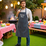 Personalised Butchers Aprons Navy Stripe Apron