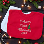 First Christmas Baby Bibs Christmas Tree Personalised Bib
