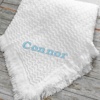 Embroidered Baby Shawl Boys White Naming Shawl