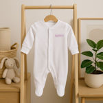 Baby Sleepsuit Personalised White Babygrows