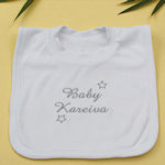 Personalised Baby Bib Name Stars Embroidered Bib