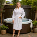 Monogrammed Bathrobe Mens Womens White Cotton Spa Robe