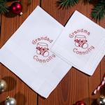 Grandparents Christmas Hankies Pair of Personalised Stocking Hankies