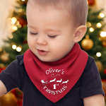 Personalised 1st Christmas Red Baby Bandana Bib