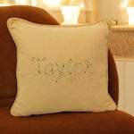 Personalised Throw Cushions Vintage Style Stitched Name Throw Pillow