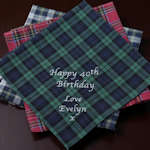 Mens Gift Message Handkerchiefs Tartan Boxed Handkerchief Set