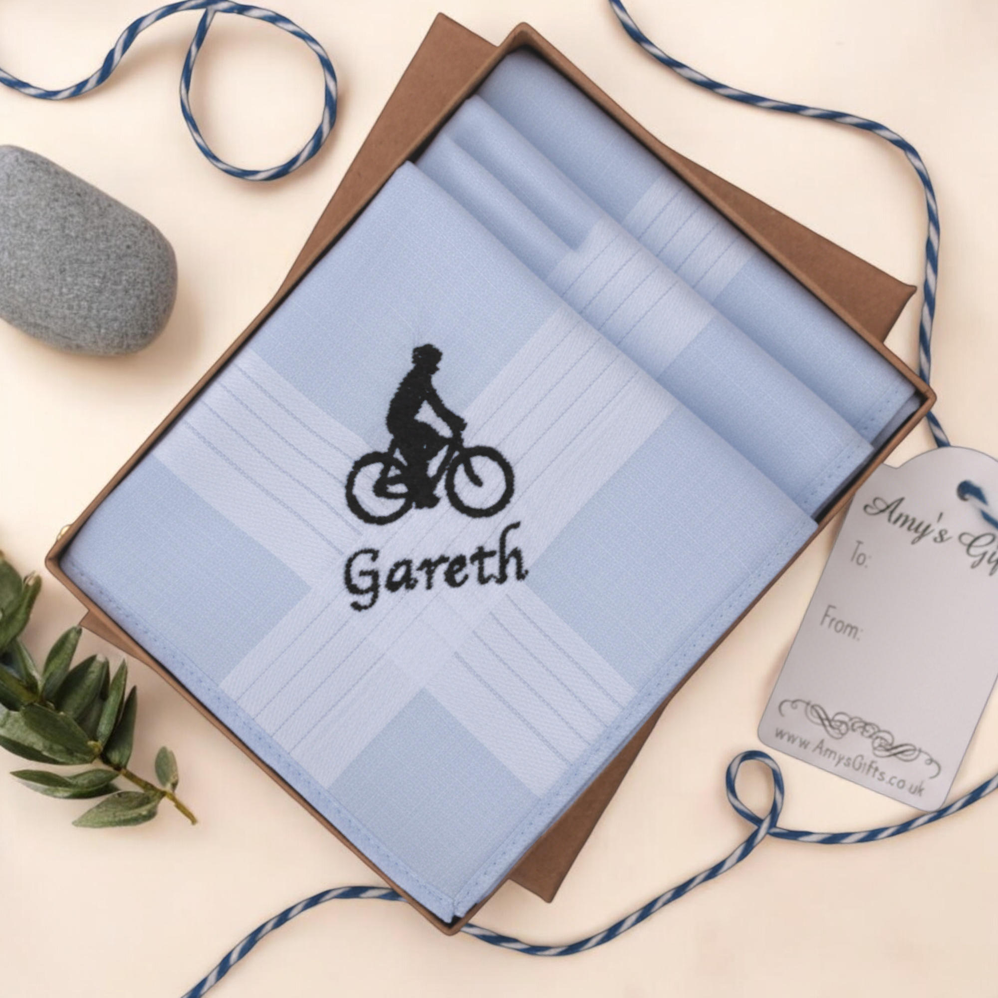 Cycling Bike Handkerchiefs Personalised Hankies Boxed Gift