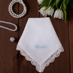 Personalised Cotton Hanky with Lace Trim
