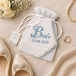 Bride Handkerchief Something Blue Ladies Linen Wedding Hanky