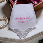 Bridesmaid Handkerchief Personalised Lace Butterfly Corner