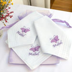 Butterfly Handkerchiefs Embroidered Butterfly Hankies Set of 3