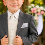 Childrens White Cotton Pocket Square Custom Embroidered Initials & Emblem