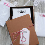 Mens White Cotton Pocket Square Custom Embroidered Initials & Emblem Motif