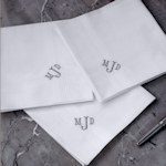 Fine Cotton Monogrammed Handkerchiefs Personalised Traditional Large Centre Initial