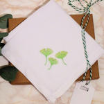 Ginkgo Biloba Handkerchief Mens Hemstitch Embroidered Gift Hanky