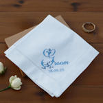 Something Blue Groom Linen Handkerchief Personalised Wedding Gift