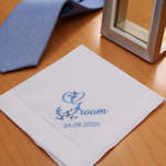 Something Blue Groom Linen Handkerchief Personalised Wedding Gift