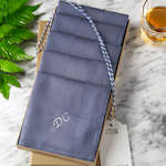 Mens Personalised Handkerchiefs 5 Gift Boxed Navy Blue Hankies Set