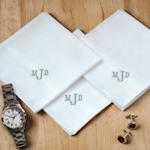 Fine Cotton Monogrammed Handkerchiefs Personalised Traditional Large Centre Initial