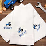 Mens Tractor Handkerchiefs Personalised Embroidered Set of 3 Hankies