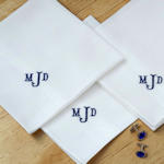 Fine Cotton Monogrammed Handkerchiefs Personalised Traditional Large Centre Initial