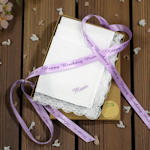 Ladies Lace Handkerchiefs 3 Gift Boxed Personalised Ribbon Hankies