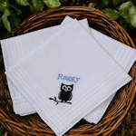Personalised Handkerchiefs Set Owl Silhouette Motif