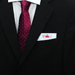 Mens White Cotton Pocket Square Custom Embroidered Initials & Emblem Motif