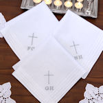 Modern Slimline Cross Handkerchief Personalised First Communion or Christening Hanky