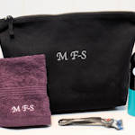 Personalised Mens Washbag and Flannel Canvas Toiletries Case and Face Cloth