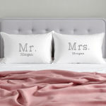 Personalised Pillowcases Mr and Mrs Printed White Pillow Case Set