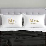 Personalised Pillowcases Mr and Mrs Printed White Pillow Case Set
