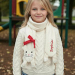 Personalised Childrens Scarfs Kitty Cat Embroidered Scarf